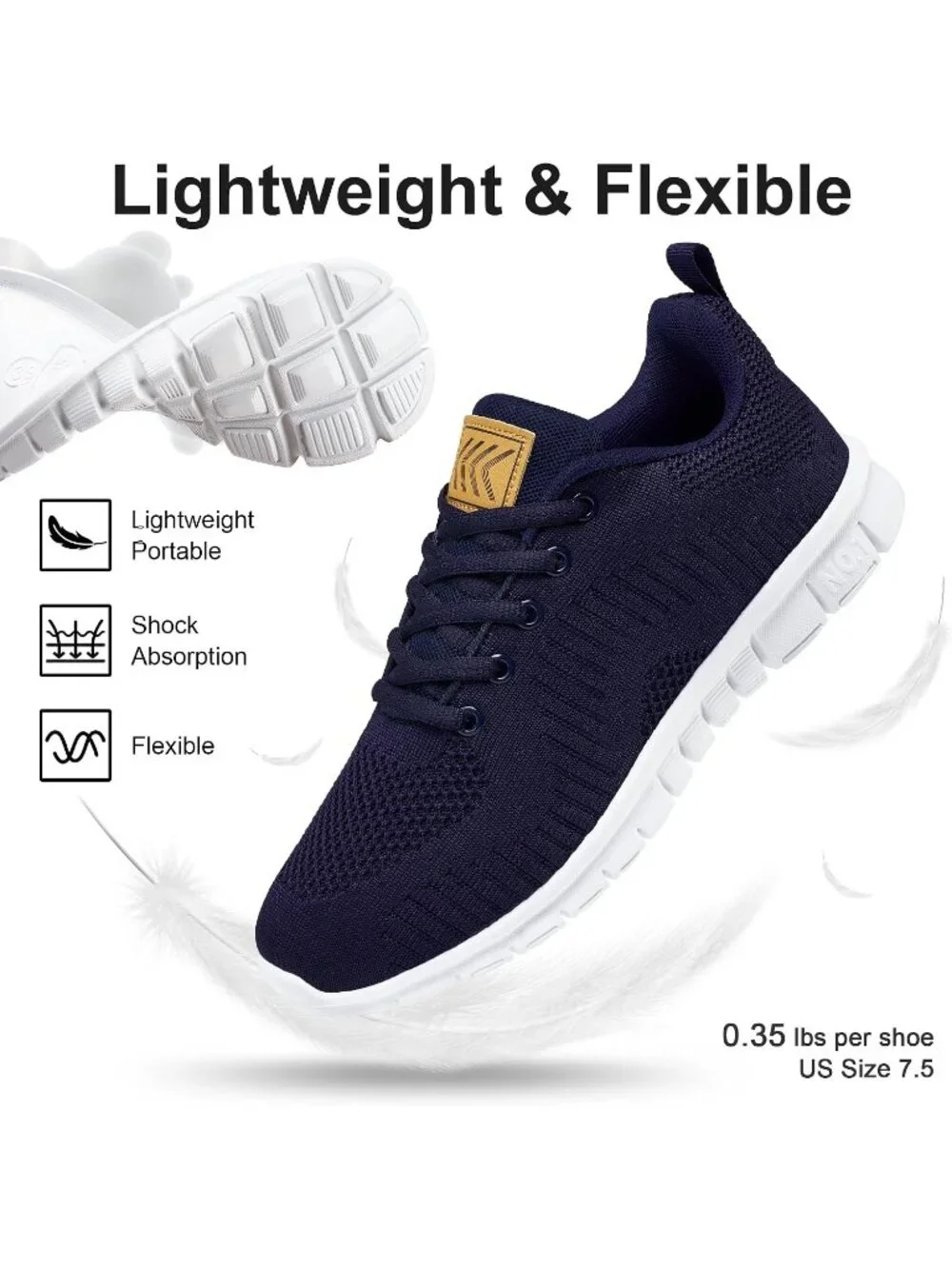Women's Dark Blue Lightweight Non Slip Comfortable Breathable Pull On Sneakers